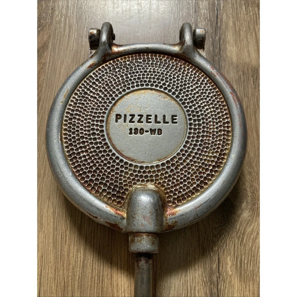 Vintage Berarducci Brothers 130WB Pizzelle Waffle Iron Cookie Press Wood Handle